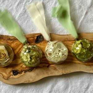 Christmas flower bauble handmade with real preserved flowers in clear resin, floral Christmas keepsake ornament